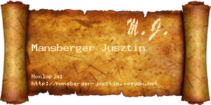 Mansberger Jusztin névjegykártya